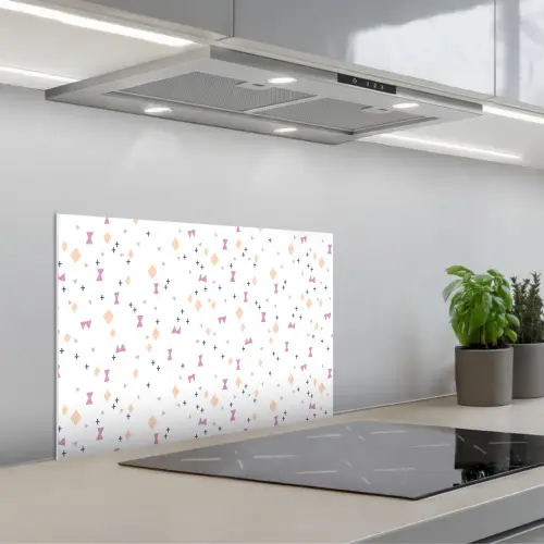 Wit - Vormen - Kleuren keuken achterwand spatscherm klein 900 -3d_schuin