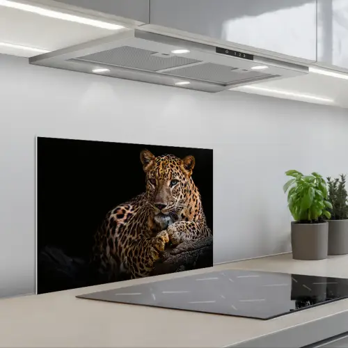 Wilde dieren - Panter - Portret - Zwart - Dieren keuken achterwand spatscherm klein -3d_schuin