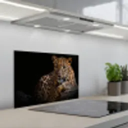 Wilde dieren - Panter - Portret - Zwart - Dieren keuken achterwand spatscherm klein -3d_schuin