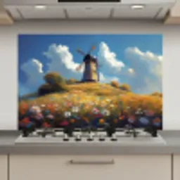Windmolen - Heuvel - Bloemen - Kleurrijk keuken achterwand spatscherm klein -3d_website
