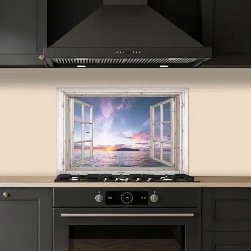 Raam met Zicht op Zonsondergang keuken achterwand spatscherm klein -sfeer1