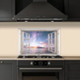 Raam met Zicht op Zonsondergang keuken achterwand spatscherm klein -sfeer1