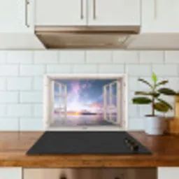Raam met Zicht op Zonsondergang keuken achterwand spatscherm klein -sfeer2