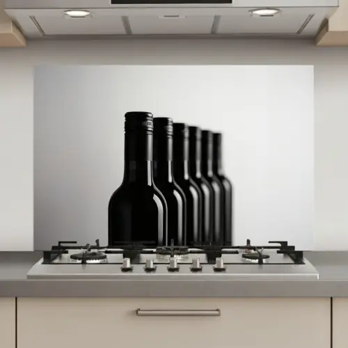Wijnflessen - Zwart - Minimalistisch keuken achterwand spatscherm klein -3d_website