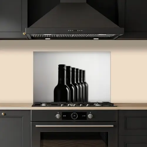 Wijnflessen - Zwart - Minimalistisch keuken achterwand spatscherm klein -sfeer1