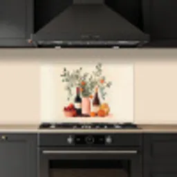 Wijnflessen - Takken - Sinaasappels keuken achterwand spatscherm klein -sfeer1