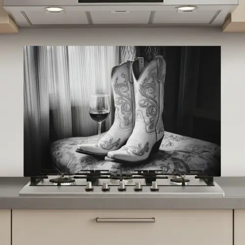 Wijn - Cowboylaarzen - Raamlicht - Wit keuken achterwand spatscherm klein -3d_website