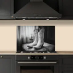 Wijn - Cowboylaarzen - Raamlicht - Wit keuken achterwand spatscherm klein -sfeer1