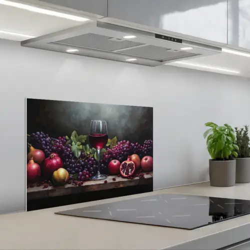 Wijn - Fruit - Stilleven keuken achterwand spatscherm klein -3d_schuin