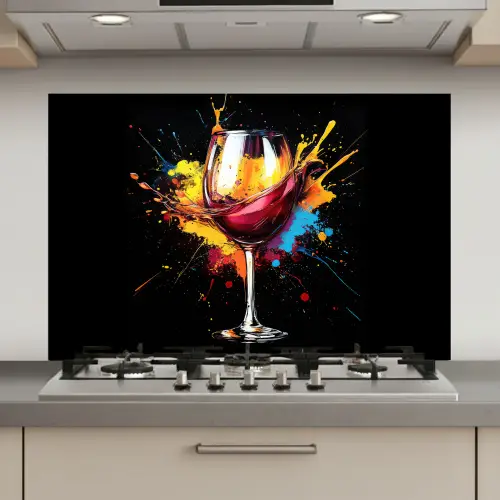 Wijn - Glas - Graffiti - Borrel - Rood - Verf keuken achterwand spatscherm klein -3d_website