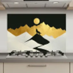 Wolf - Bergen - Maan - Zwart keuken achterwand spatscherm klein -3d_website