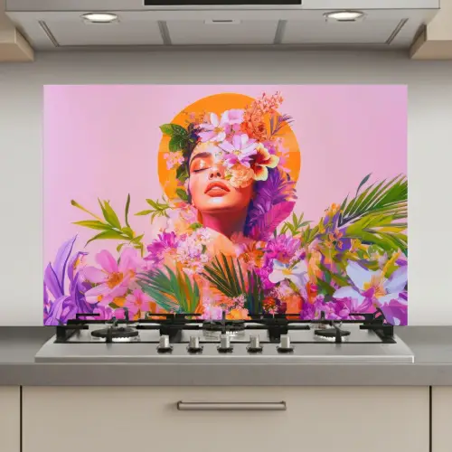 Vrouw - Abstract - Cirkel - Bloemen keuken achterwand spatscherm klein -3d_website