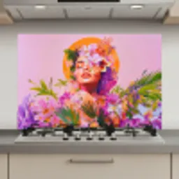 Vrouw - Abstract - Cirkel - Bloemen keuken achterwand spatscherm klein -3d_website