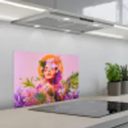 Vrouw - Abstract - Cirkel - Bloemen keuken achterwand spatscherm klein -3d_schuin