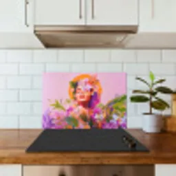 Vrouw - Abstract - Cirkel - Bloemen keuken achterwand spatscherm klein -sfeer2