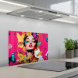 Vrouw - Abstract - Kleurrijk keuken achterwand spatscherm klein -3d_schuin