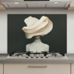 Vrouw - Beige - hoed keuken achterwand spatscherm klein -3d_website