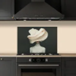 Vrouw - Beige - hoed keuken achterwand spatscherm klein -sfeer1