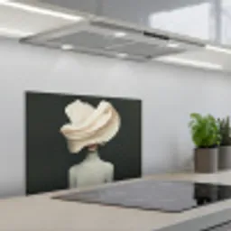 Vrouw - Beige - hoed keuken achterwand spatscherm klein -3d_schuin