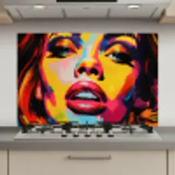 Vrouw - Gezicht - Kleurrijk keuken achterwand spatscherm klein -3d_website