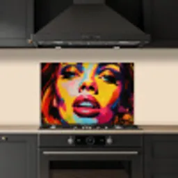 Vrouw - Gezicht - Kleurrijk keuken achterwand spatscherm klein -sfeer1