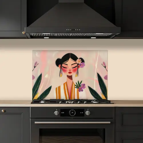 Vrouw - Bloemen - Pastel keuken achterwand spatscherm klein -sfeer1