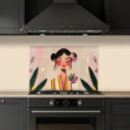 Vrouw - Bloemen - Pastel keuken achterwand spatscherm klein -sfeer1