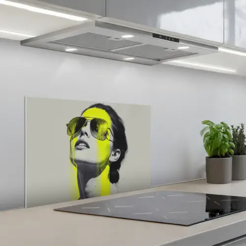 Vrouw - Bril - Verf keuken achterwand spatscherm klein -3d_schuin