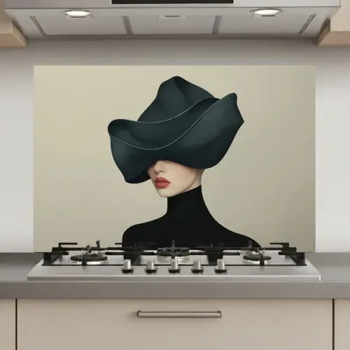 Vrouw - Groen - Hoed keuken achterwand spatscherm klein -3d_website