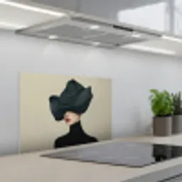 Vrouw - Groen - Hoed keuken achterwand spatscherm klein -3d_schuin