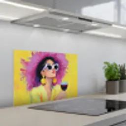 Vrouw - Hoed - Paars - Wijn keuken achterwand spatscherm klein -3d_schuin