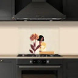 Vrouw - Minimalistisch - Bloem keuken achterwand spatscherm klein -sfeer1