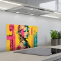 Vrouw - Verfstrepen - Gekleurd keuken achterwand spatscherm klein -3d_schuin
