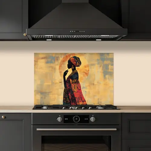 Vrouw - Silhouet - Patronen - Sierlijk keuken achterwand spatscherm klein -sfeer1