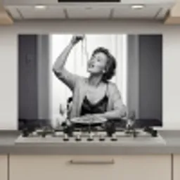 Vrouw - Spaghetti - Zwart - Wit keuken achterwand spatscherm klein -3d_website