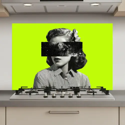 Vrouw - Sterrenhemel - Groen keuken achterwand spatscherm klein -3d_website
