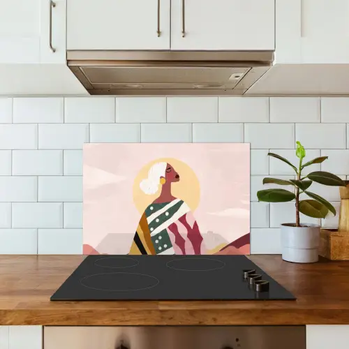 Vrouw - Zon - Kleurrijk keuken achterwand spatscherm klein -sfeer2