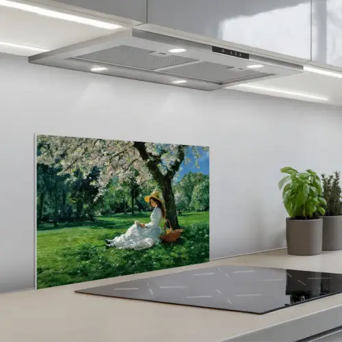 Vrouw - Boom - Boek - Mandje keuken achterwand spatscherm klein -3d_schuin