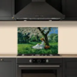 Vrouw - Boom - Boek - Mandje keuken achterwand spatscherm klein -sfeer1
