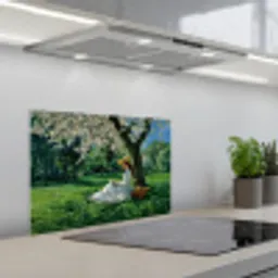 Vrouw - Boom - Boek - Mandje keuken achterwand spatscherm klein -3d_schuin