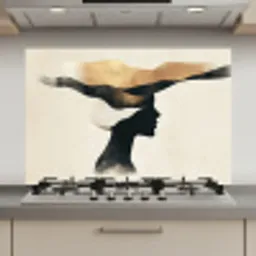 Vrouw - Golven - Zwart keuken achterwand spatscherm klein -3d_website