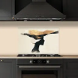 Vrouw - Golven - Zwart keuken achterwand spatscherm klein -sfeer1