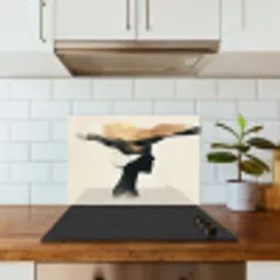 Vrouw - Golven - Zwart keuken achterwand spatscherm klein -sfeer2