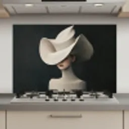 Vrouw - Golvende - Hoed keuken achterwand spatscherm klein -3d_website