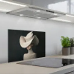 Vrouw - Golvende - Hoed keuken achterwand spatscherm klein -3d_schuin