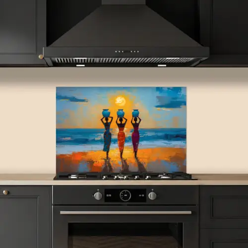 Vrouwen - Strand - Zondsondergang keuken achterwand spatscherm klein -sfeer1