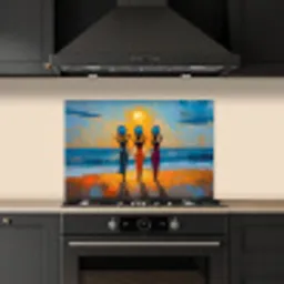 Vrouwen - Strand - Zondsondergang keuken achterwand spatscherm klein -sfeer1