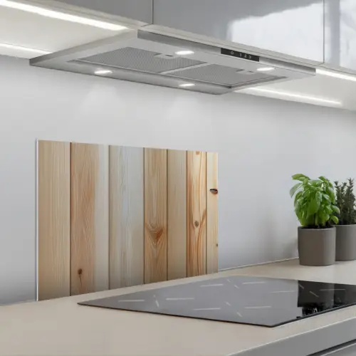 Hout - Planken - Licht keuken achterwand spatscherm klein -3d_schuin