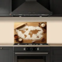 Hout - Wereldkaart - Bakken - Keuken keuken achterwand spatscherm klein -sfeer1