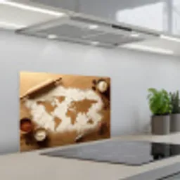 Hout - Wereldkaart - Bakken - Keuken keuken achterwand spatscherm klein -3d_schuin